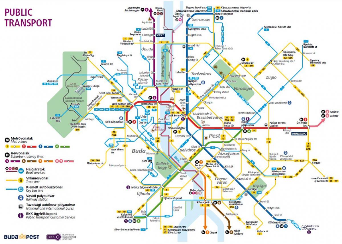 будимпешта автобус линии на мапа