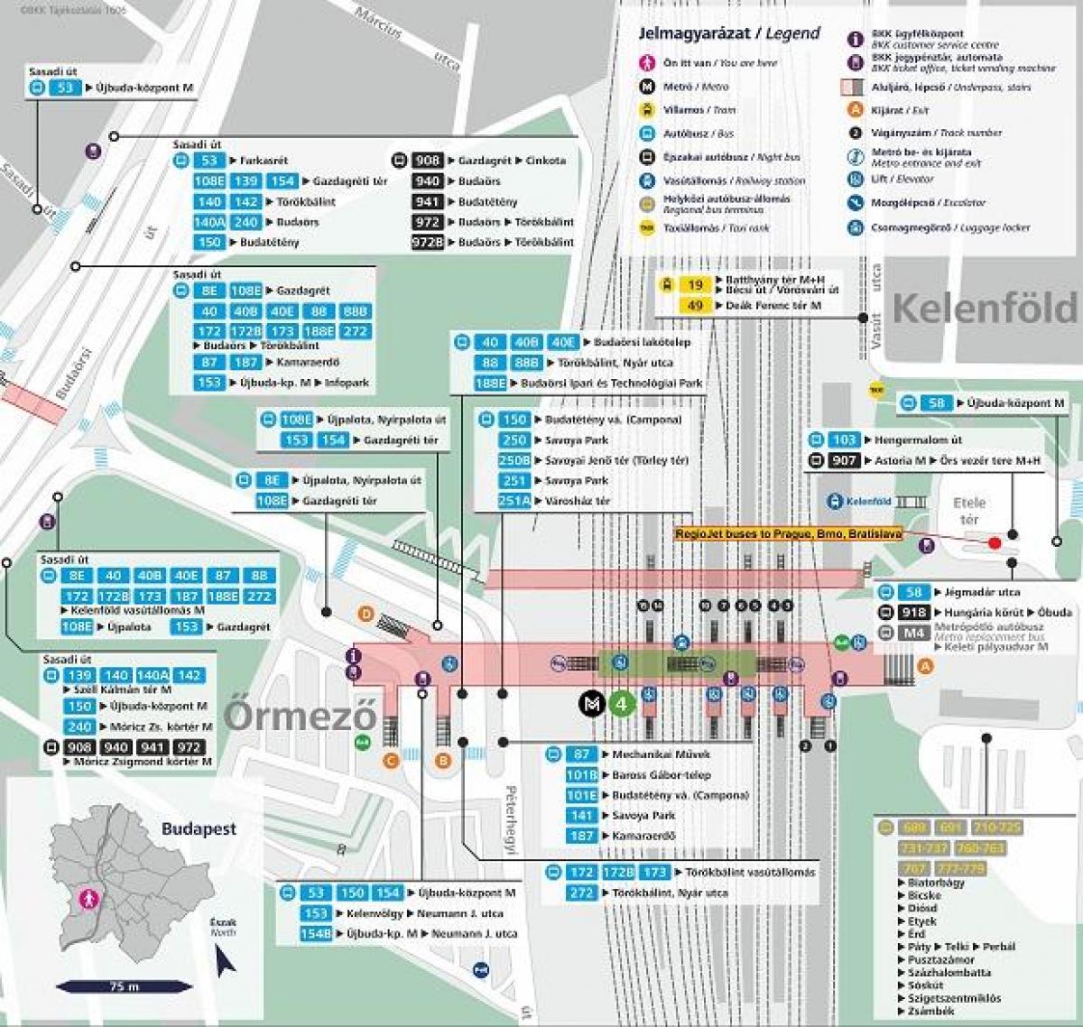 картата на будимпешта kelenfoe станица