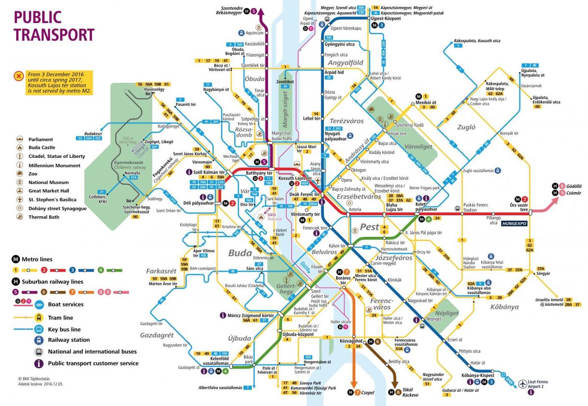 карта на јавниот транспорт во будимпешта