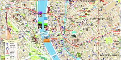 Улица картата на будимпешта во центарот на градот