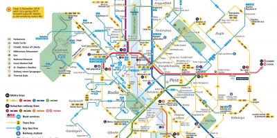Карта на јавниот транспорт во будимпешта