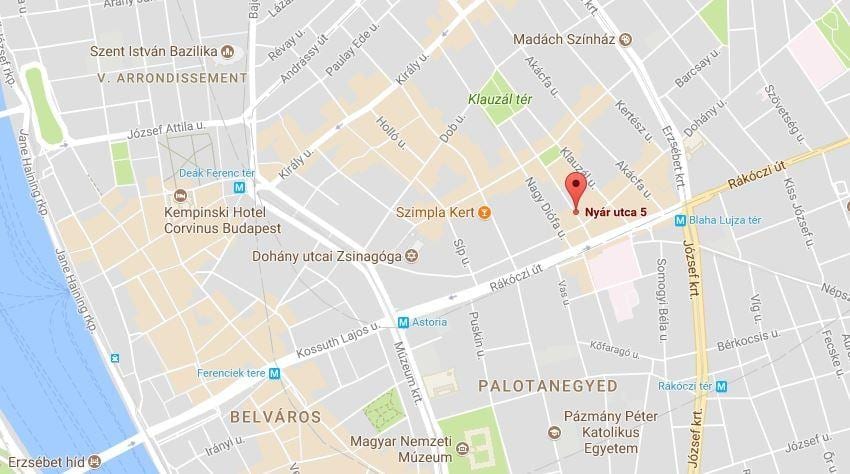 картата на будимпешта црвено светло област