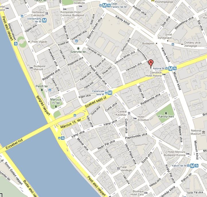 картата на будимпешта hostel
