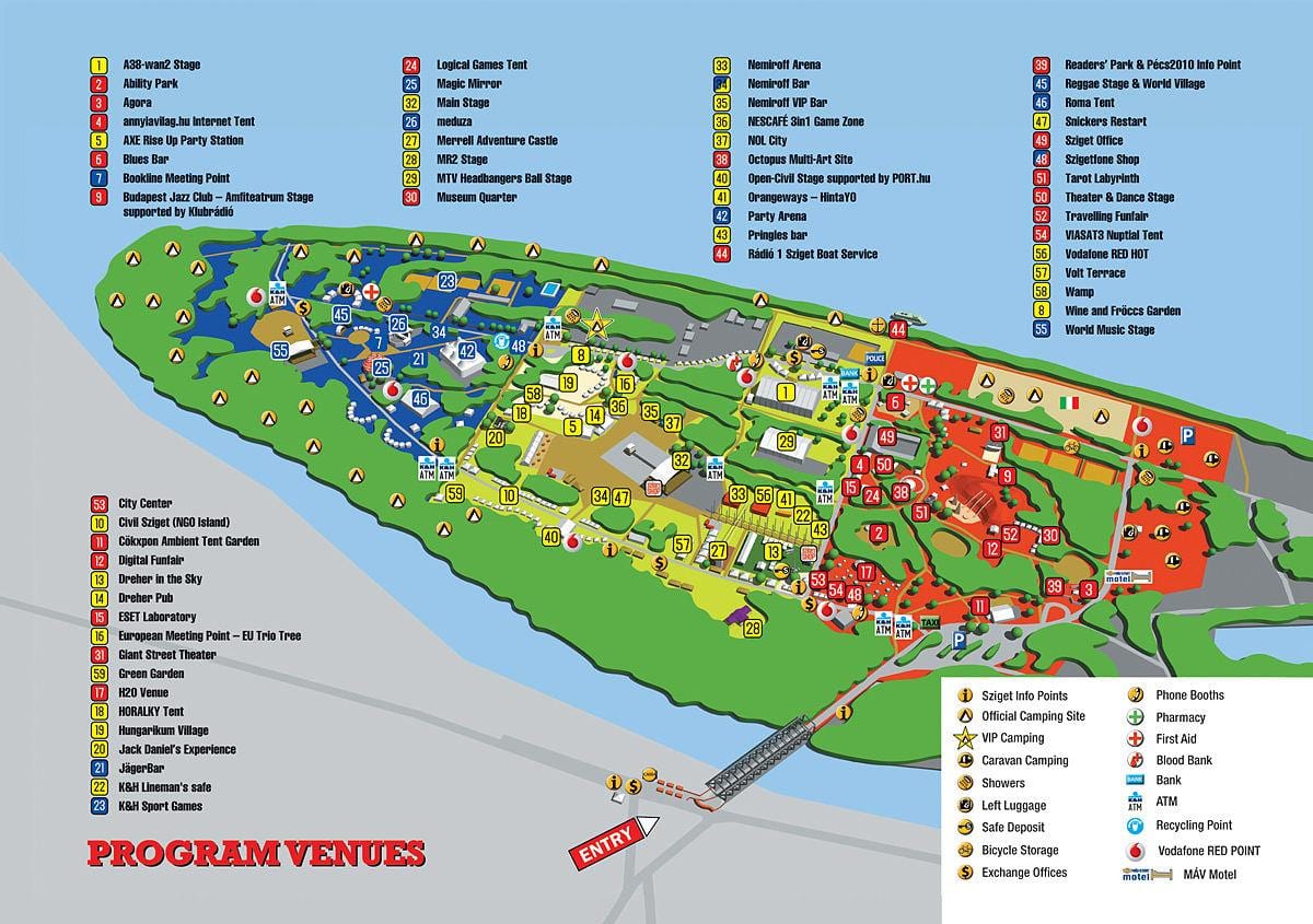карта на sziget во будимпешта