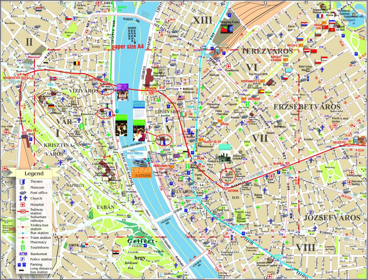 улица картата на будимпешта во центарот на градот